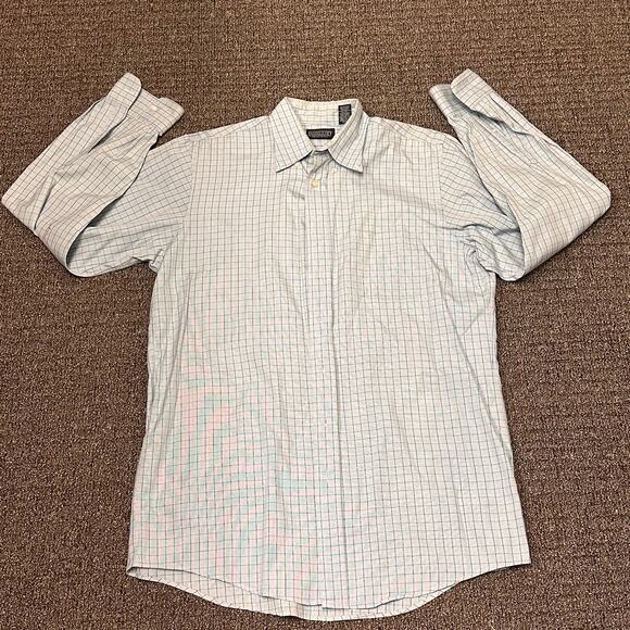 Lands End Shirt‎ Men’s Size 16-36 Tall Pinpoint Oxford Blue Pinstripe Button Up - Picture 2 of 6